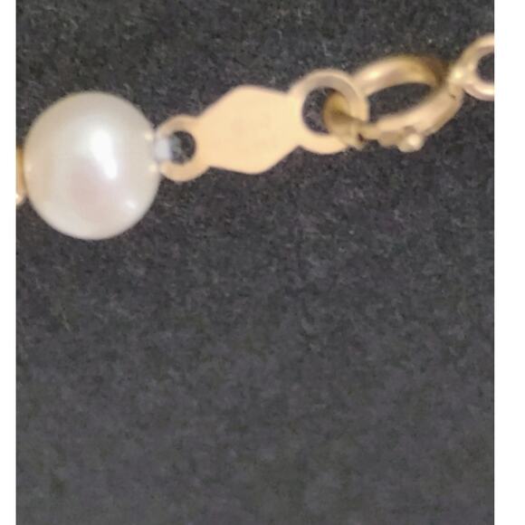 Vintage 14 kt gold and pearl necklace signed MO 14kt - Picture 9 of 10